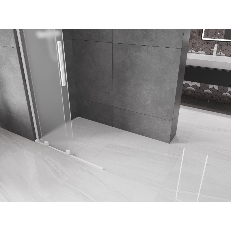 Mexen Velar L paroi de douche coulissante Walk-in 110 x 200 cm, givre 8 mm, blanc - 871-110-003-33-20