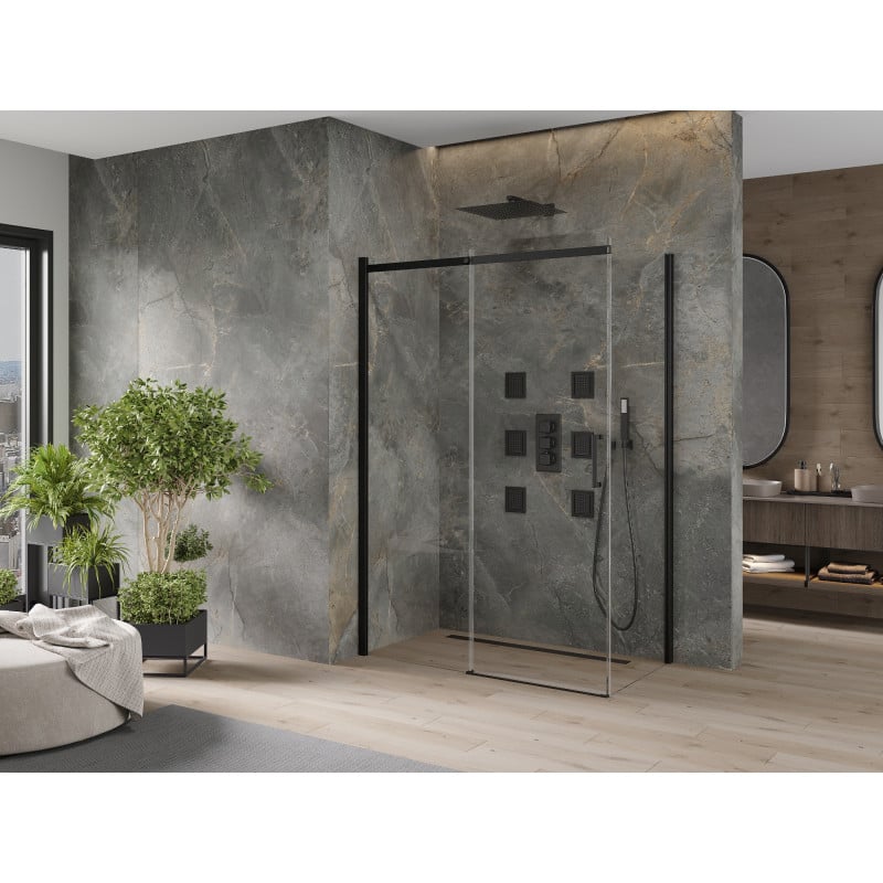 Mexen Omega cabine de douche coulissante 160 x 80 cm, transparente, noire - 825-160-080-70-00