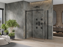 Mexen Omega cabine de douche coulissante 160 x 80 cm, transparente, noire - 825-160-080-70-00
