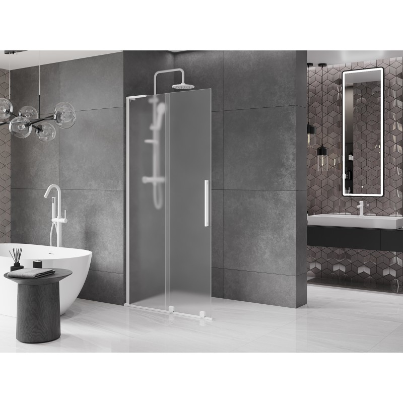 Mexen Velar L paroi de douche coulissante Walk-in 110 x 200 cm, givre 8 mm, blanc - 871-110-003-33-20