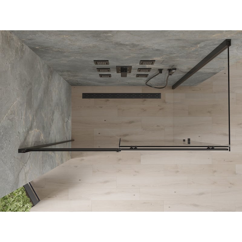 Mexen Omega cabine de douche coulissante 160 x 80 cm, transparente, noire - 825-160-080-70-00