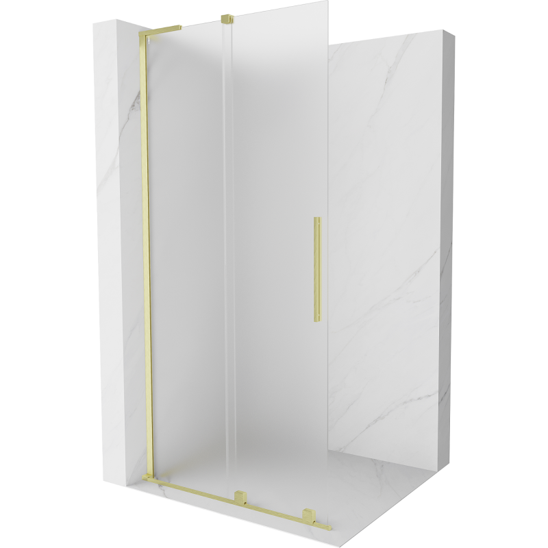 Mexen Velar L paroi de douche coulissante Walk-in 100 x 200 cm, givrée 8 mm, or brossé - 871-100-003-33-55