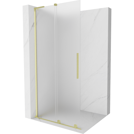 Mexen Velar L paroi de douche coulissante Walk-in 100 x 200 cm, givrée 8 mm, or brossé - 871-100-003-33-55