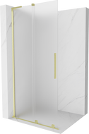 Mexen Velar L paroi de douche coulissante Walk-in 100 x 200 cm, givrée 8 mm, or brossé - 871-100-003-33-55