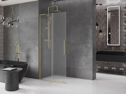 Mexen Velar L paroi de douche coulissante Walk-in 90 x 200 cm, givré 8 mm, or brossé - 871-090-003-33-55