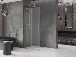 Mexen Velar L paroi de douche coulissante Walk-in 100 x 200 cm, givre 8 mm, or brossé - 871-100-003-33-55