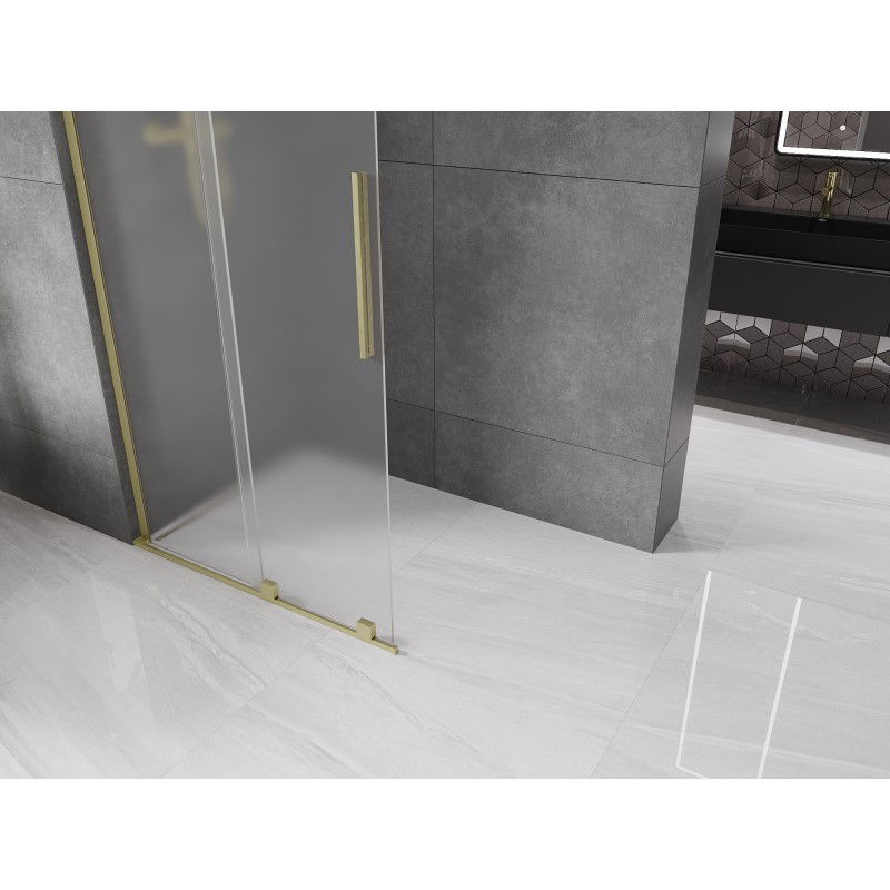 Mexen Velar L paroi de douche coulissante Walk-in 120 x 200 cm, givrée 8 mm, or brossé - 871-120-003-33-55
