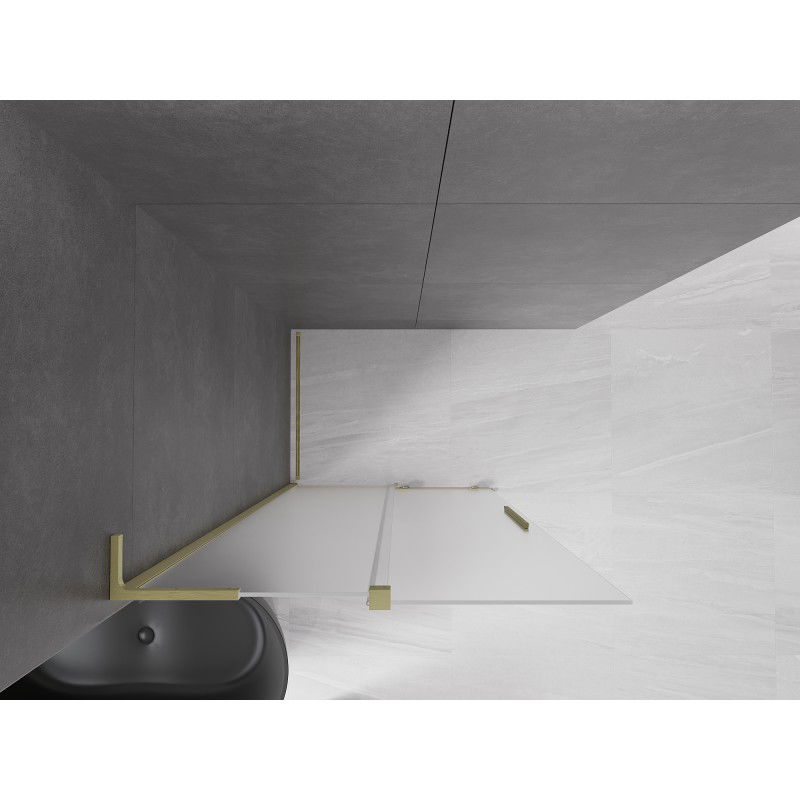 Mexen Velar L paroi de douche coulissante Walk-in 120 x 200 cm, givrée 8 mm, or brossé - 871-120-003-33-55