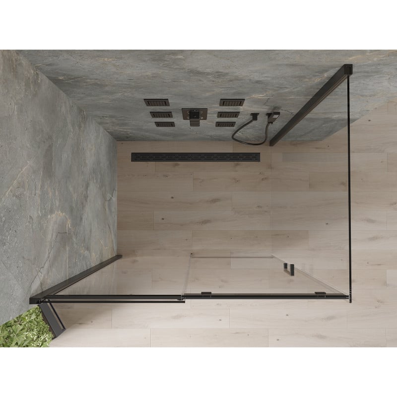 Mexen Omega cabine de douche coulissante 160 x 100 cm, transparente, noire - 825-160-100-70-00