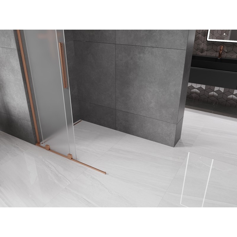Mexen Velar L paroi de douche coulissante Walk-in 100 x 200 cm, givre 8 mm, cuivre brossé - 871-100-003-33-65
