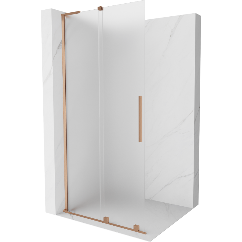 Mexen Velar L paroi de douche coulissante Walk-in 100 x 200 cm, givré 8 mm, cuivre brossé - 871-100-003-33-65