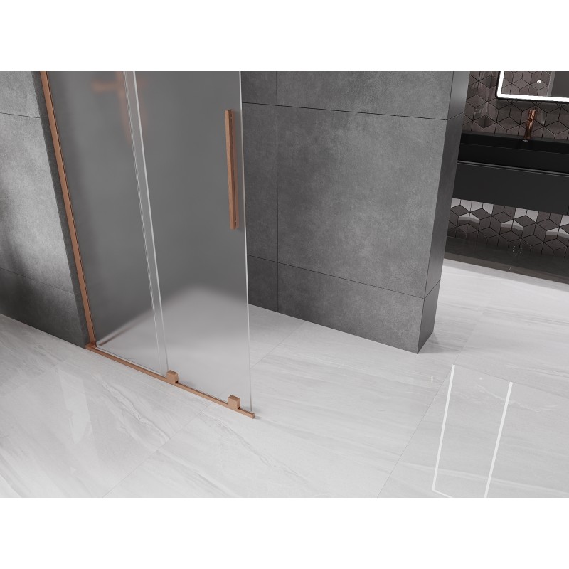 Mexen Velar L paroi de douche coulissante Walk-in 100 x 200 cm, givre 8 mm, cuivre brossé - 871-100-003-33-65