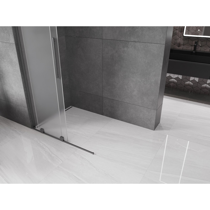 Mexen Velar L paroi de douche coulissante Walk-in 100 x 200 cm, givre 8 mm, gris ardoise brossé - 871-100-003-33-66