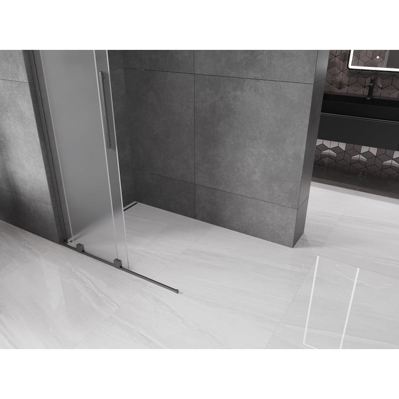 Mexen Velar L paroi de douche coulissante Walk-in 100 x 200 cm, givrée 8 mm, gris canon brossé - 871-100-003-33-66