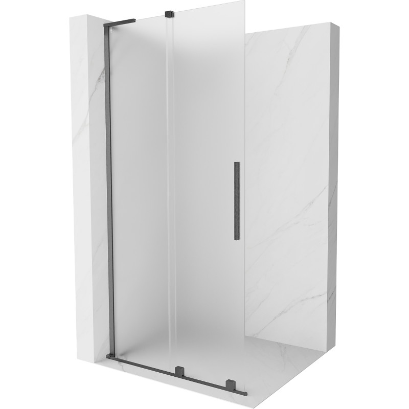 Mexen Velar L paroi de douche coulissante Walk-in 100 x 200 cm, givre 8 mm, gris ardoise brossé - 871-100-003-33-66
