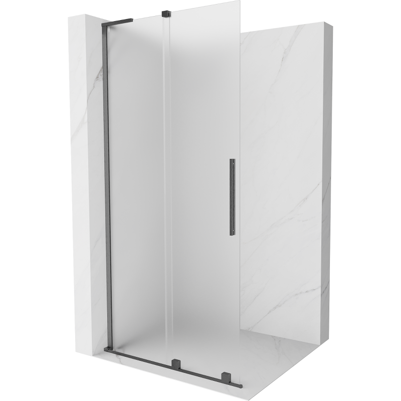 Mexen Velar L paroi de douche coulissante Walk-in 100 x 200 cm, givrée 8 mm, gris canon brossé - 871-100-003-33-66