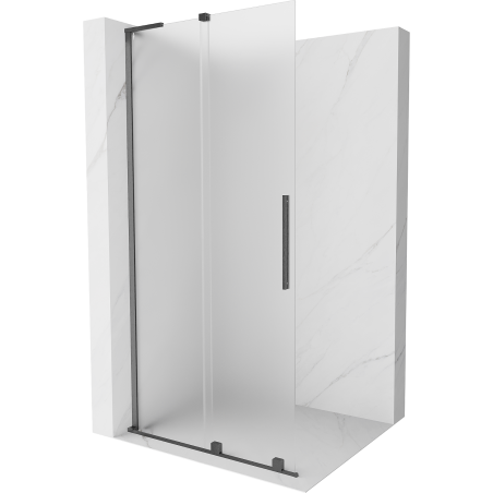Mexen Velar L paroi de douche coulissante Walk-in 100 x 200 cm, givre 8 mm, gris ardoise brossé - 871-100-003-33-66