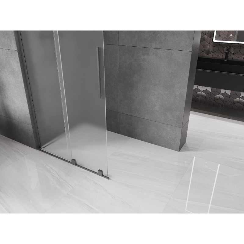 Mexen Velar L paroi de douche coulissante Walk-in 100 x 200 cm, givre 8 mm, gris ardoise brossé - 871-100-003-33-66
