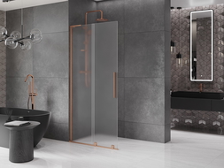 Mexen Velar L paroi de douche coulissante Walk-in 120 x 200 cm, verre dépoli 8 mm, cuivre brossé - 871-120-003-33-65