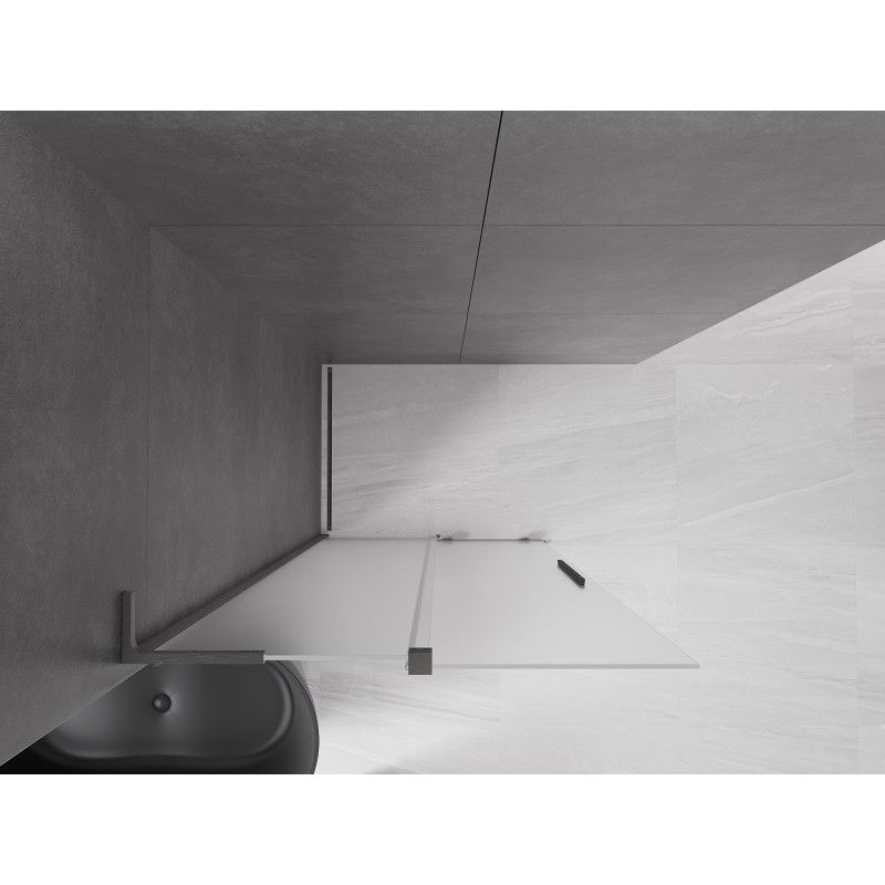 Mexen Velar L paroi de douche coulissante Walk-in 100 x 200 cm, givrée 8 mm, gris canon brossé - 871-100-003-33-66