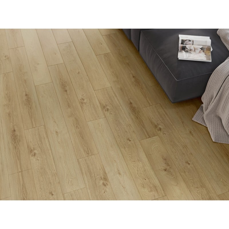 Mexen Anniston échantillon de panneaux en vinyle SPC 6,5 mm, sous-couche IXPE 1,5 mm, 4 V-Joint, Chêne - F1038-S
