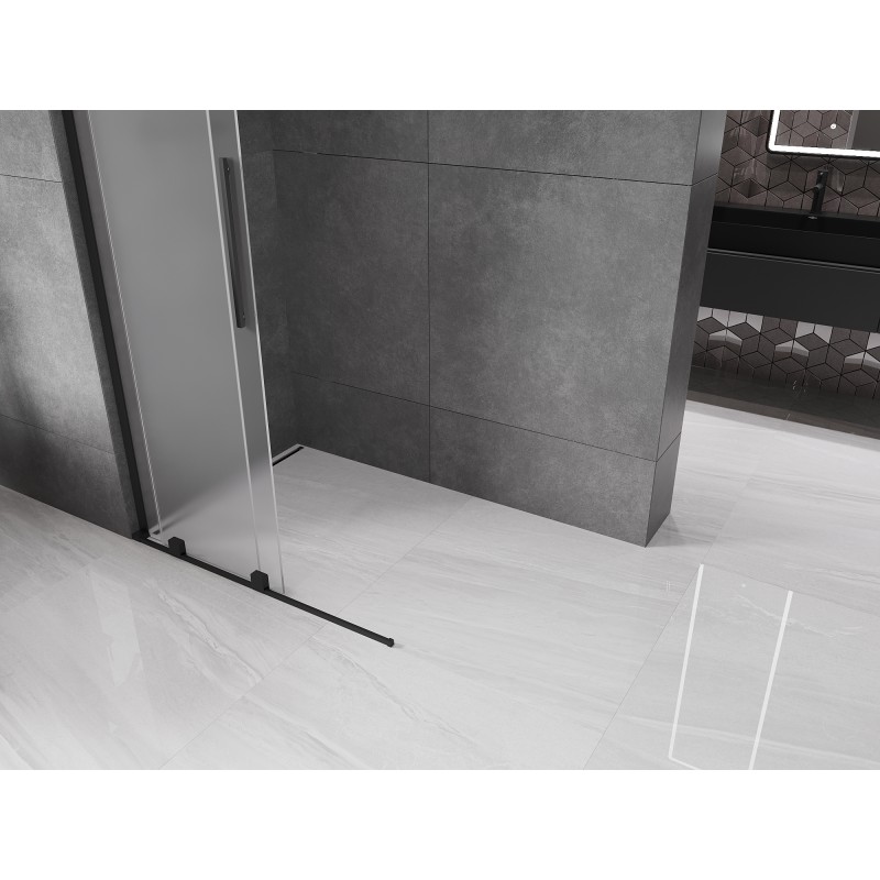 Mexen Velar L paroi de douche coulissante Walk-in 90 x 200 cm, givre 8 mm, noir - 871-090-003-33-70