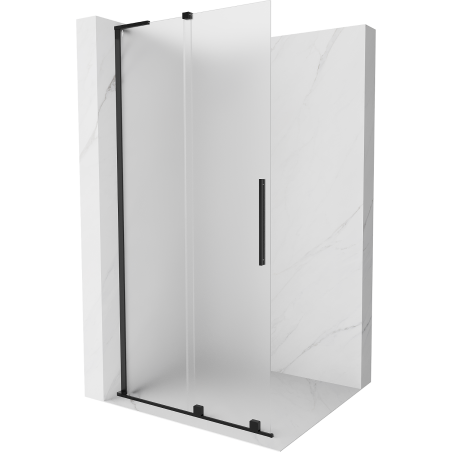 Paroi de douche coulissante Mexen Velar L Walk-in 100 x 200 cm, givrée 8 mm, noire - 871-100-003-33-70