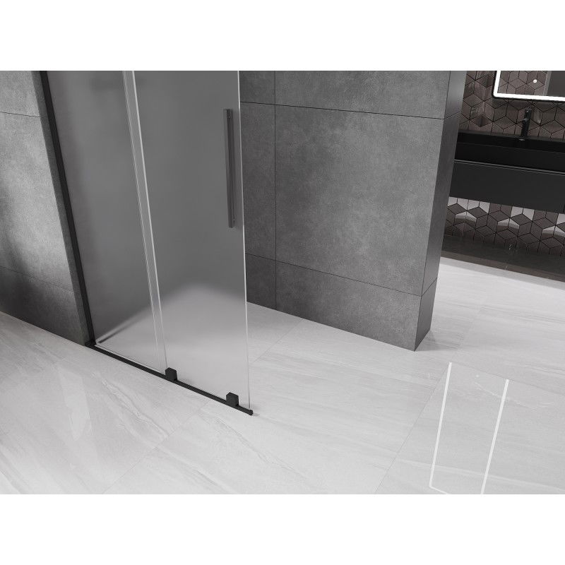 Mexen Velar L paroi de douche coulissante Walk-in 110 x 200 cm, givrée 8 mm, noire - 871-110-003-33-70