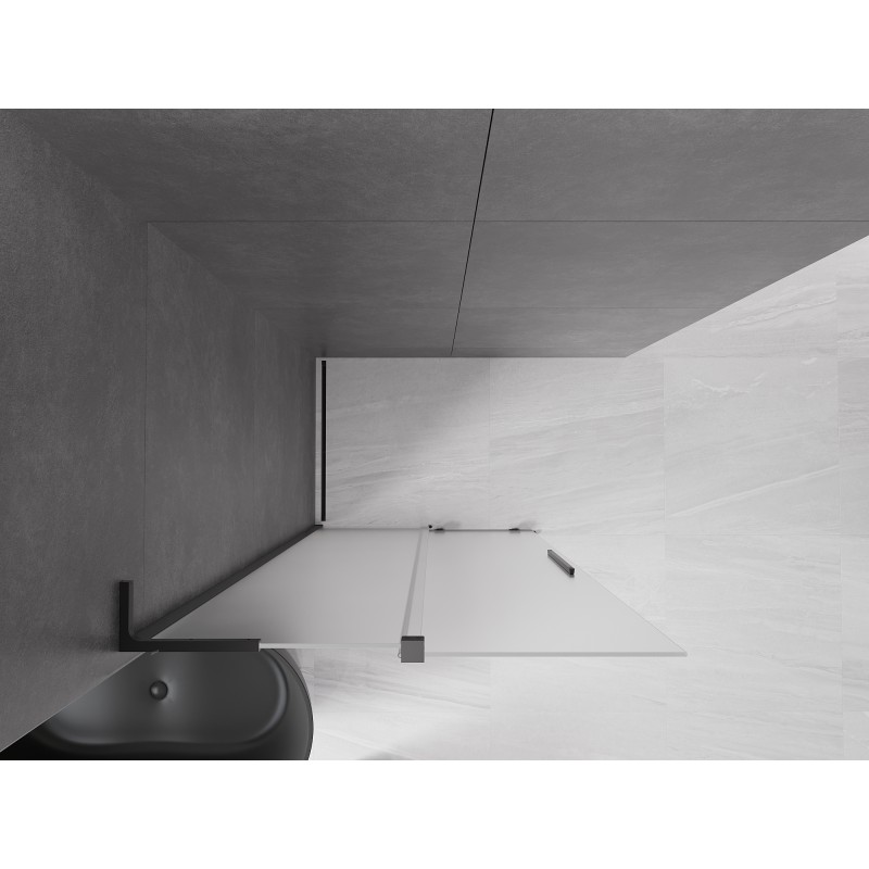 Mexen Velar L paroi de douche coulissante Walk-in 120 x 200 cm, givrée 8 mm, noire - 871-120-003-33-70