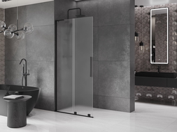 Mexen Velar L paroi de douche coulissante Walk-in 90 x 200 cm, givre 8 mm, noir - 871-090-003-33-70
