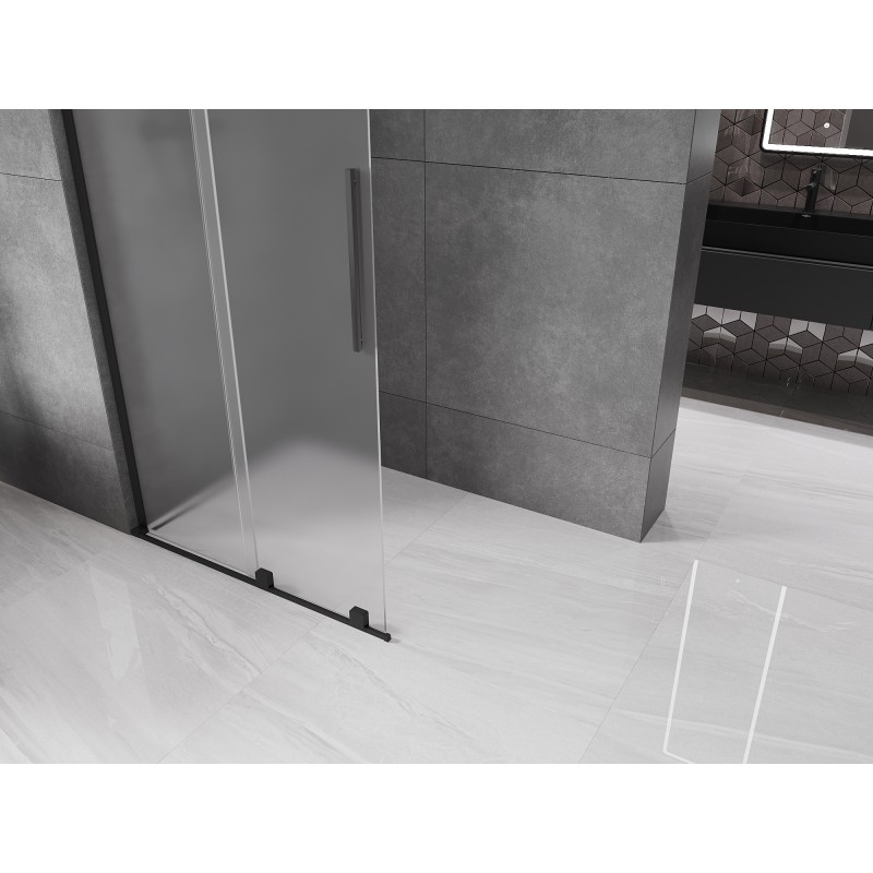 Mexen Velar L paroi de douche coulissante Walk-in 90 x 200 cm, givre 8 mm, noir - 871-090-003-33-70