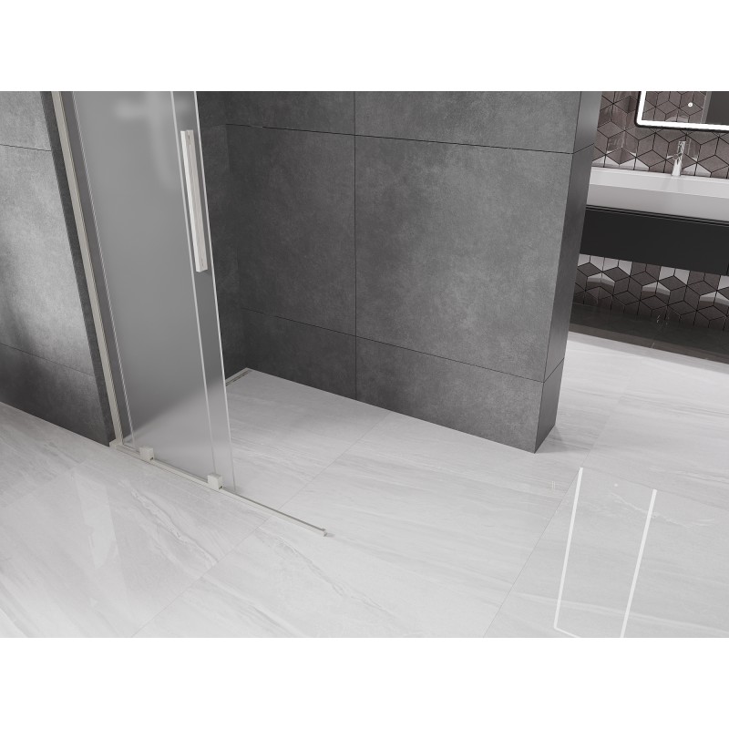 Mexen Velar L paroi de douche coulissante Walk-in 90 x 200 cm, givre 8 mm, nickel brossé - 871-090-003-33-97