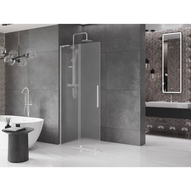 Mexen Velar L paroi de douche coulissante Walk-in 100 x 200 cm, dépoli 8 mm, nickel brossé - 871-100-003-33-97
