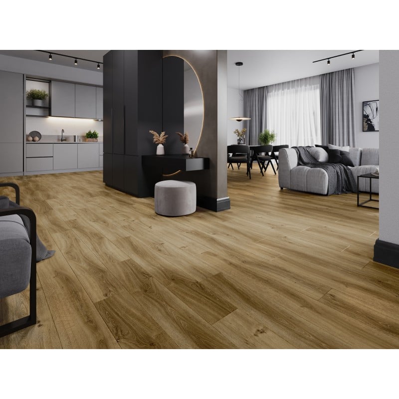 Mexen Amsterdam échantillon de panneaux vinyles SPC 6,5 mm, sous-couche IXPE 1,5 mm, 4 chanfreins en V, Chêne - F1042-S