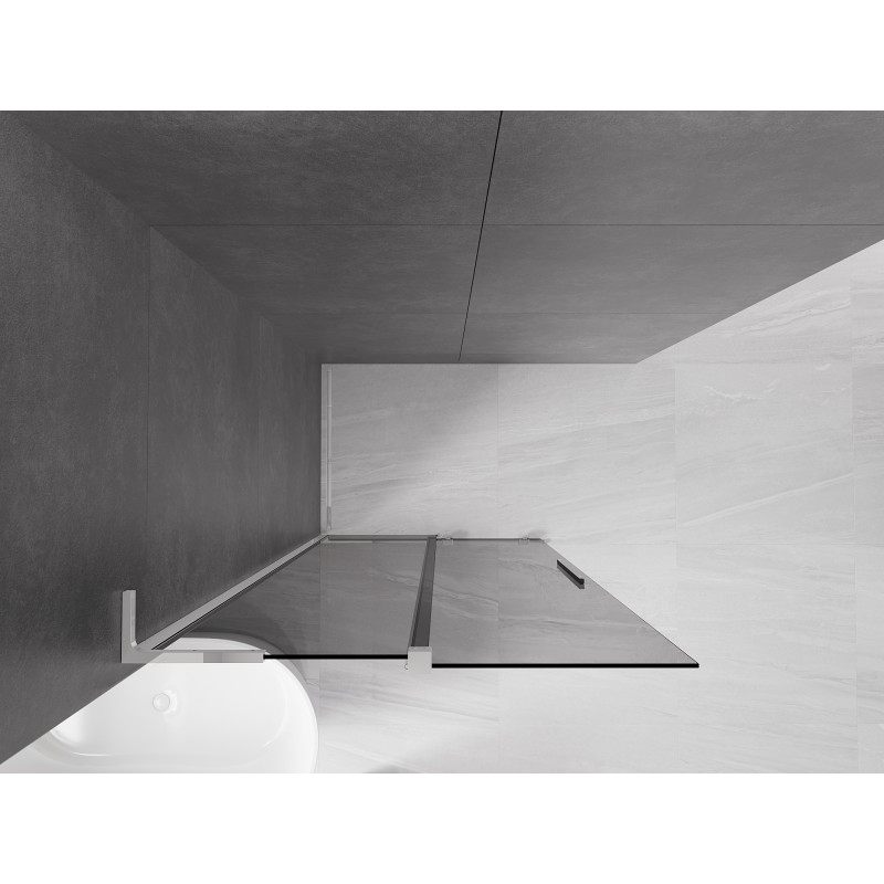 Mexen Velar L paroi de douche coulissante Walk-in 90 x 200 cm, graphite 8 mm, chrome - 871-090-003-43-01