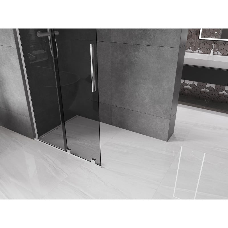 Mexen Velar L paroi de douche coulissante Walk-in 110 x 200 cm, graphite 8 mm, chrome - 871-110-003-43-01