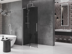 Mexen Velar L cloison de douche coulissante Walk-in 100 x 200 cm, graphite 8 mm, chrome - 871-100-003-43-01