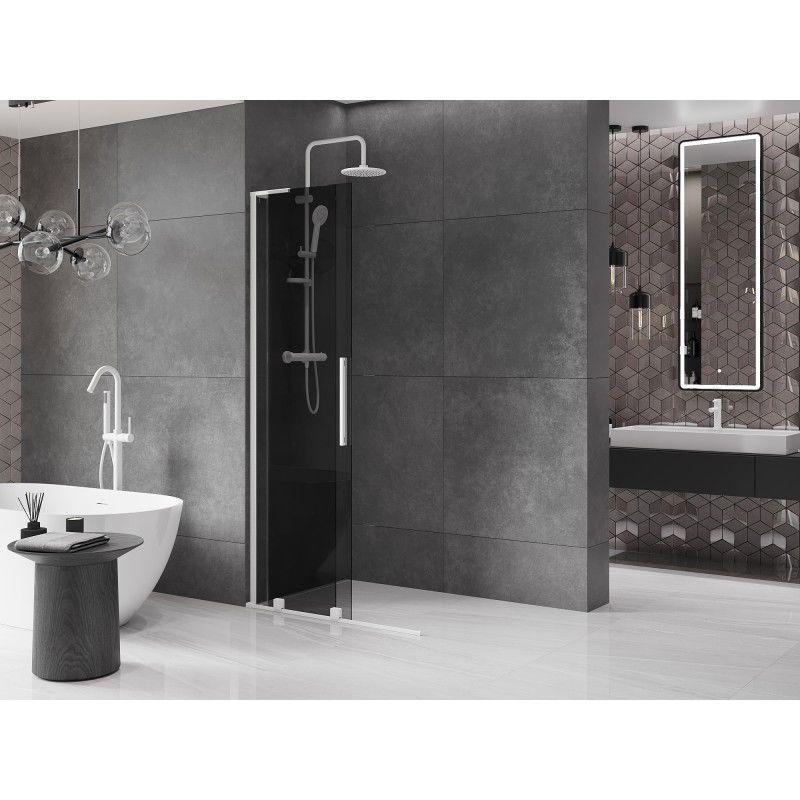 Mexen Velar L cloison de douche coulissante Walk-in 90 x 200 cm, graphite 8 mm, blanc - 871-090-003-43-20