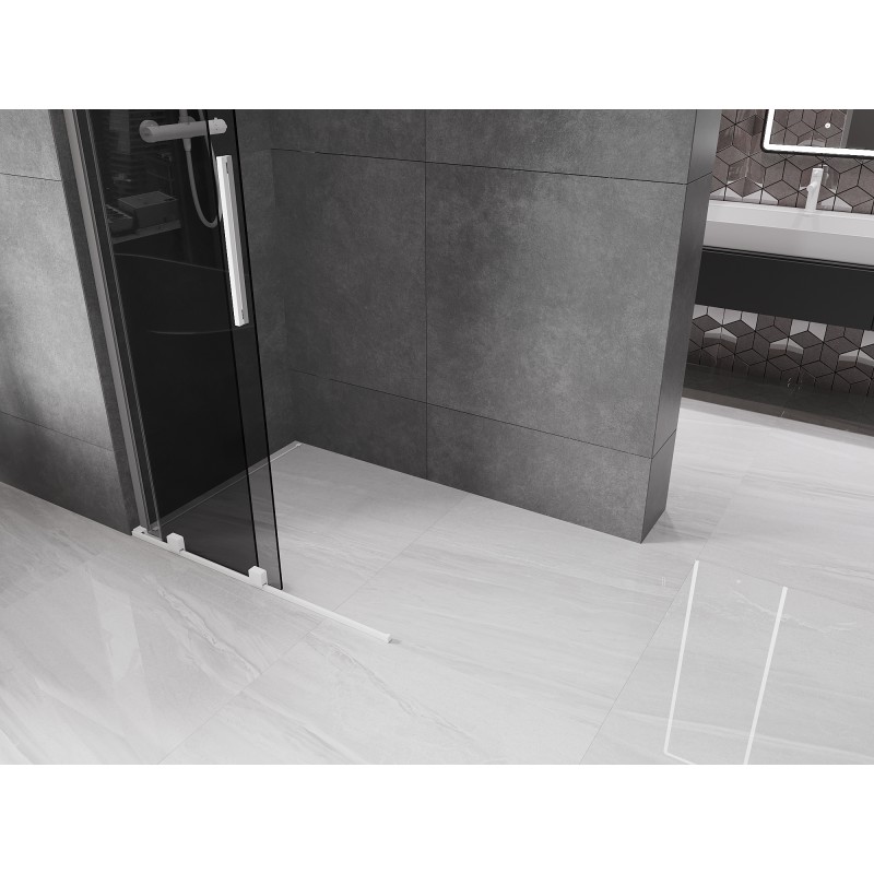Mexen Velar L paroi de douche coulissante Walk-in 110 x 200 cm, graphite 8 mm, blanc - 871-110-003-43-20