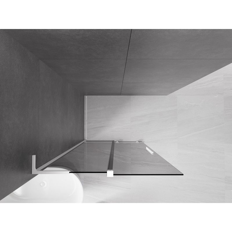 Mexen Velar L paroi de douche coulissante Walk-in 100 x 200 cm, graphite 8 mm, blanc - 871-100-003-43-20