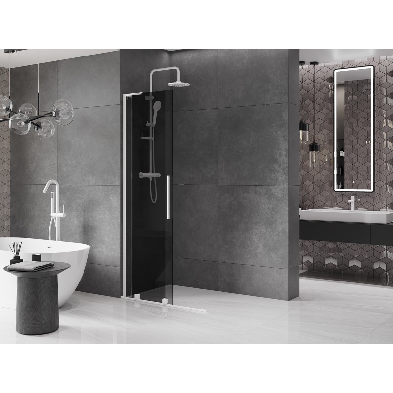 Mexen Velar L paroi de douche coulissante Walk-in 110 x 200 cm, graphite 8 mm, blanc - 871-110-003-43-20