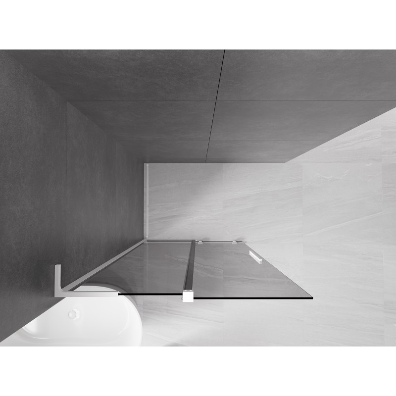 Mexen Velar L paroi de douche coulissante Walk-in 110 x 200 cm, graphite 8 mm, blanc - 871-110-003-43-20