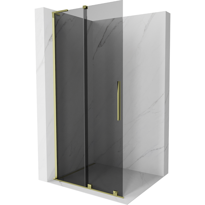 Mexen Velar L paroi de douche coulissante Walk-in 90 x 200 cm, graphite 8 mm, or - 871-090-003-43-50