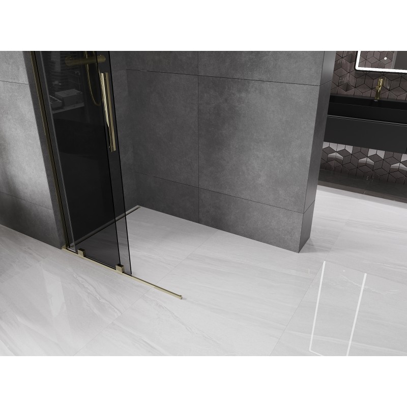 Mexen Velar L paroi de douche coulissante Walk-in 100 x 200 cm, graphite 8 mm, or - 871-100-003-43-50