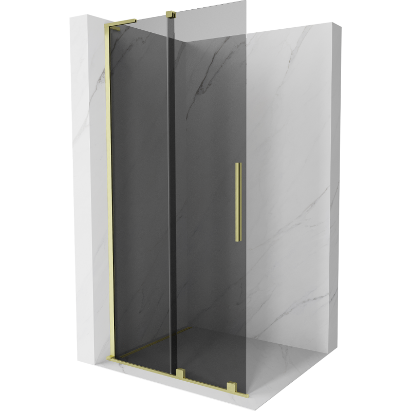 Mexen Velar L paroi de douche coulissante Walk-in 90 x 200 cm, graphite 8 mm, or brossé - 871-090-003-43-55