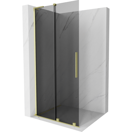 Mexen Velar L paroi de douche coulissante Walk-in 90 x 200 cm, graphite 8 mm, or brossé - 871-090-003-43-55