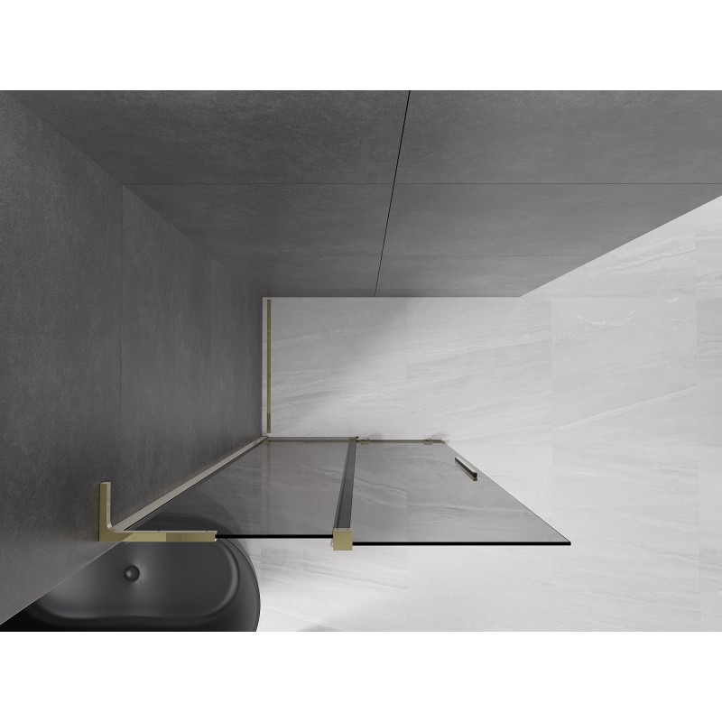 Mexen Velar L Paroi de douche coulissante Walk-in 120 x 200 cm, graphite 8 mm, or - 871-120-003-43-50