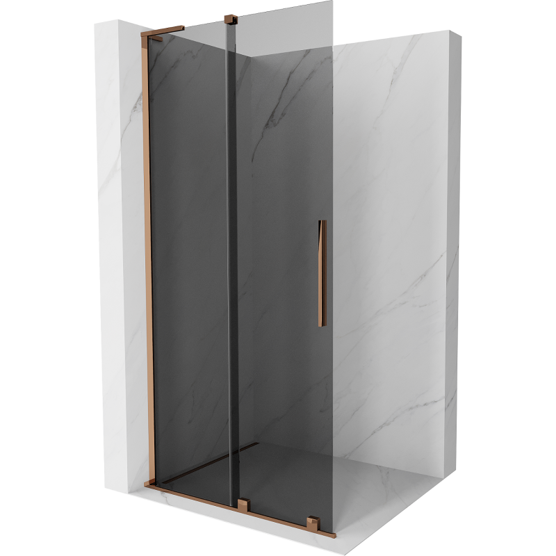 Mexen Velar L paroi de douche coulissante Walk-in 100 x 200 cm, graphite 8 mm, or rose - 871-100-003-43-60