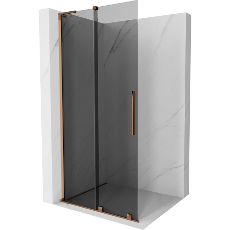 Mexen Velar L paroi de douche coulissante Walk-in 100 x 200 cm, graphite 8 mm, or rose - 871-100-003-43-60
