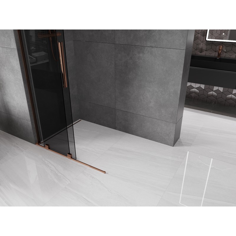 Mexen Velar L paroi de douche coulissante Walk-in 120 x 200 cm, graphite 8 mm, or rose - 871-120-003-43-60